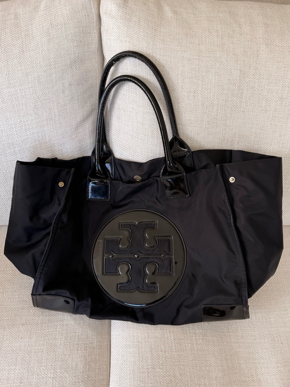 Tory Burch Black Logo Large Tote Bag